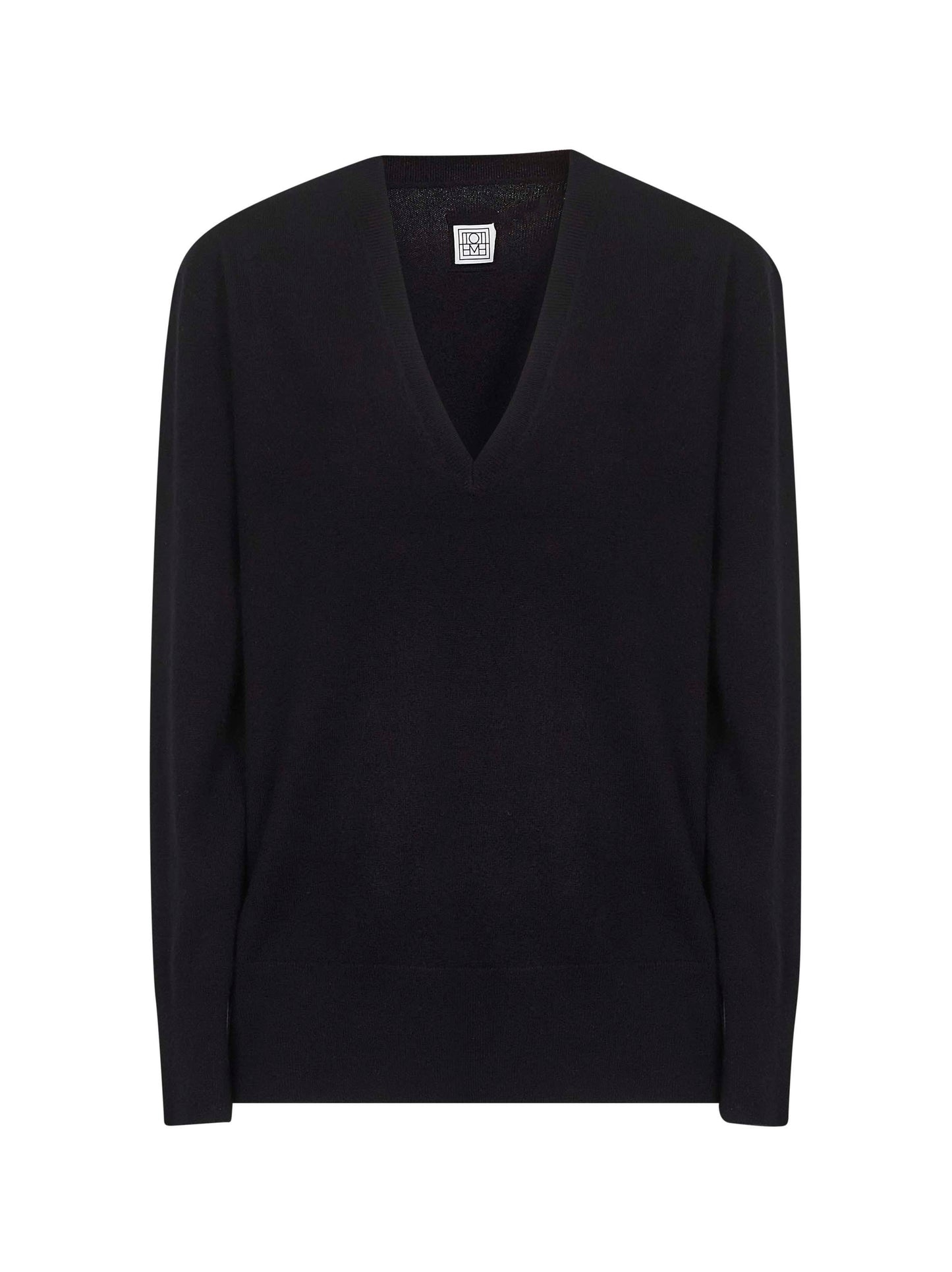 Black cashmere V-neck sweater