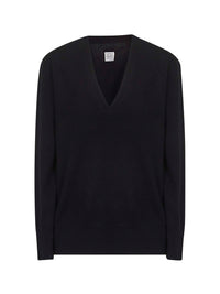 Black cashmere V-neck sweater