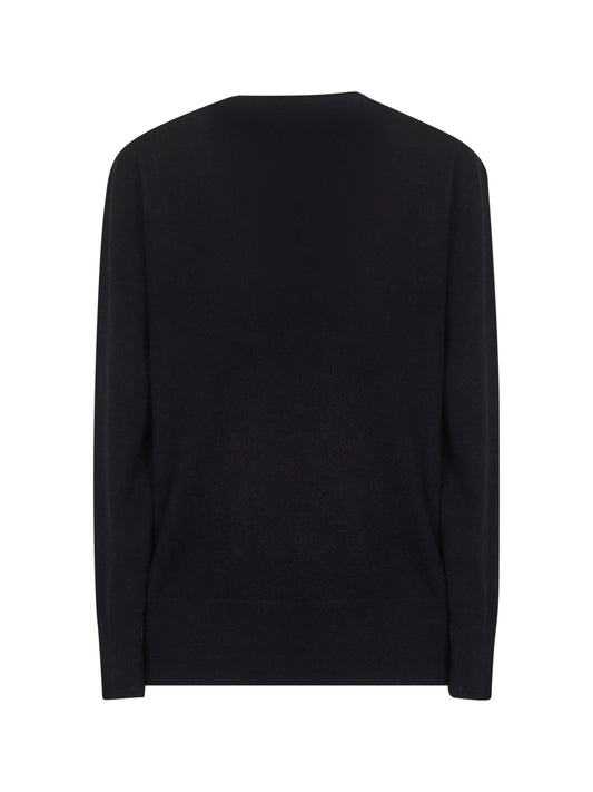 Black cashmere V-neck sweater