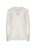 Ecru cashmere V-neck sweater