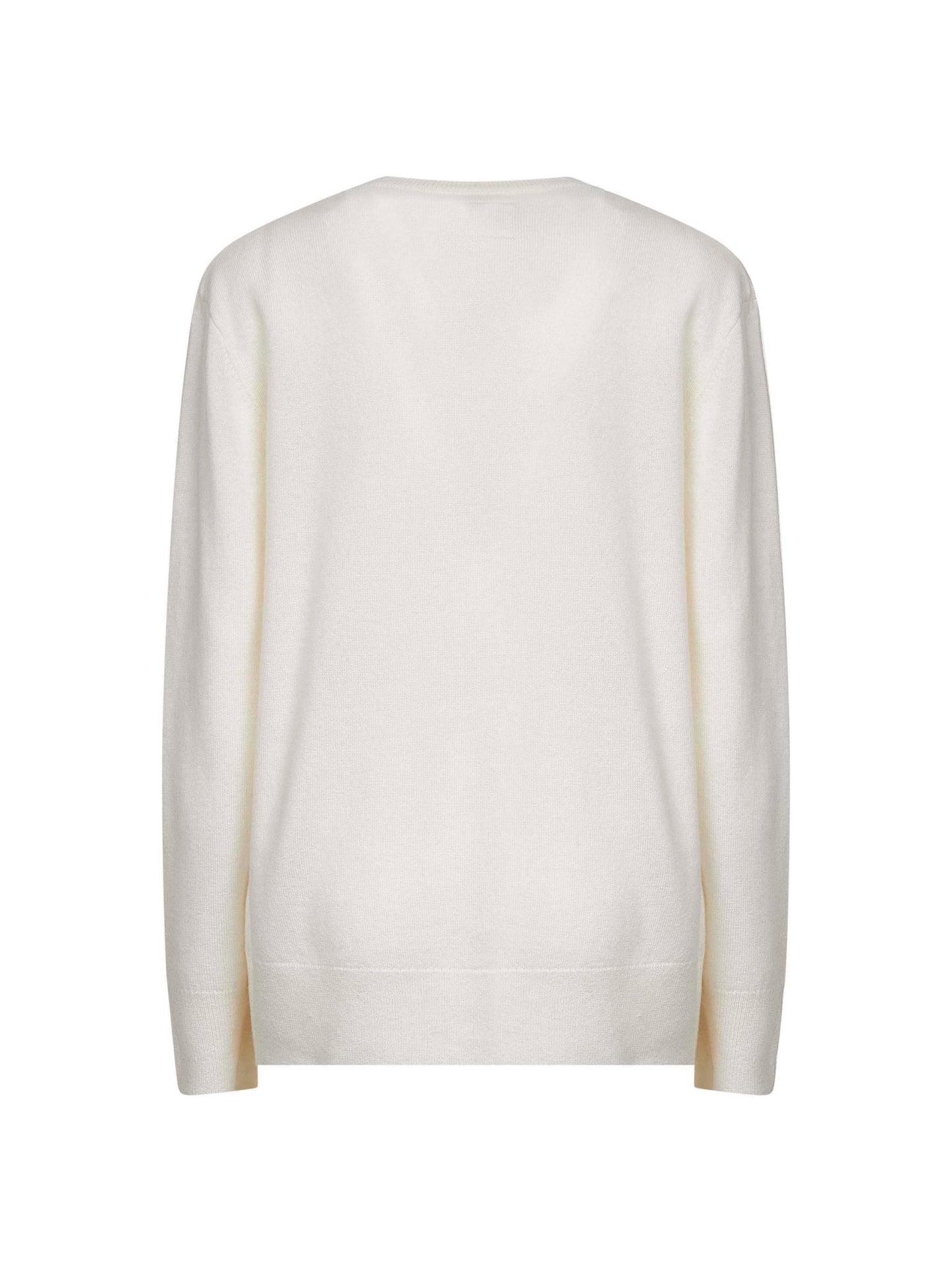 Ecru cashmere V-neck sweater