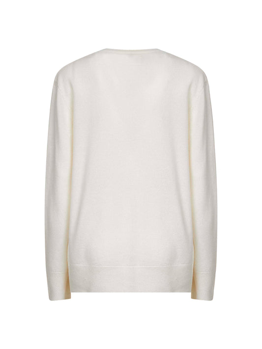 Ecru cashmere V-neck sweater