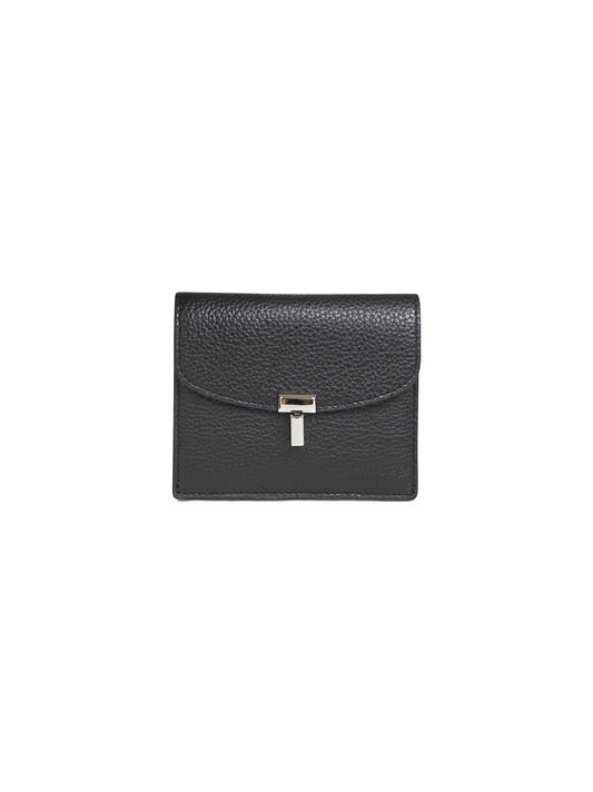 Black T-Lock grained-leather card holder