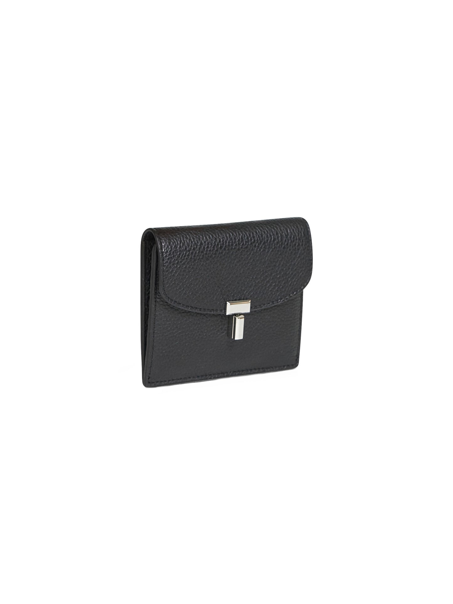 Black T-Lock grained-leather card holder
