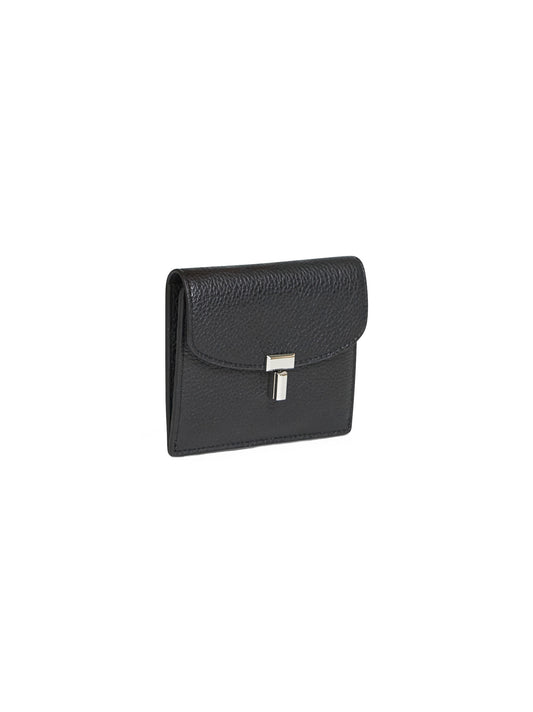 Black T-Lock grained-leather card holder