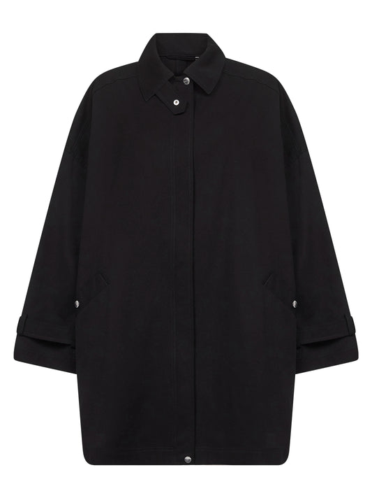 Black organic cotton oversized trench jacket