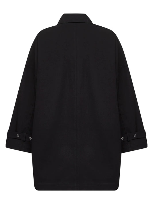 Black organic cotton oversized trench jacket