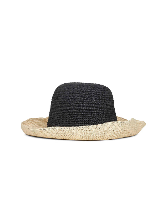 Two-tone paper straw bucket hat