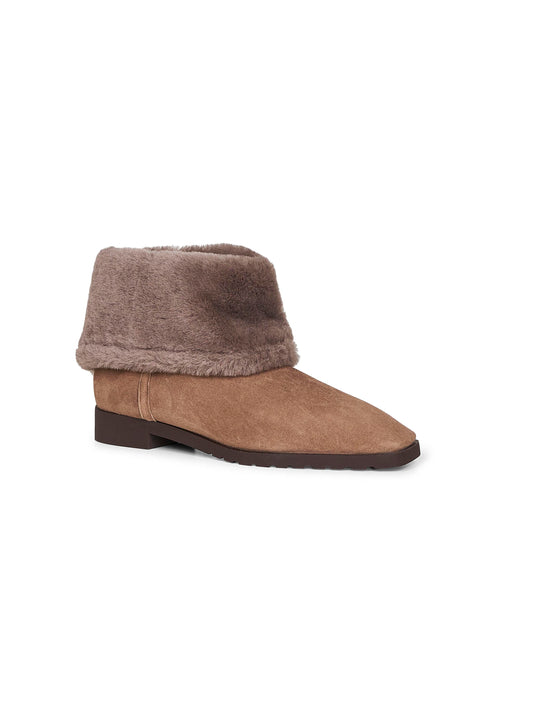 Brown fold-down shearling ankle boots