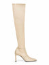 Beige nappa leather over-the-knee boots