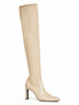 Beige nappa leather over-the-knee boots