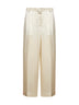 Ivory viscose satin wide trousers