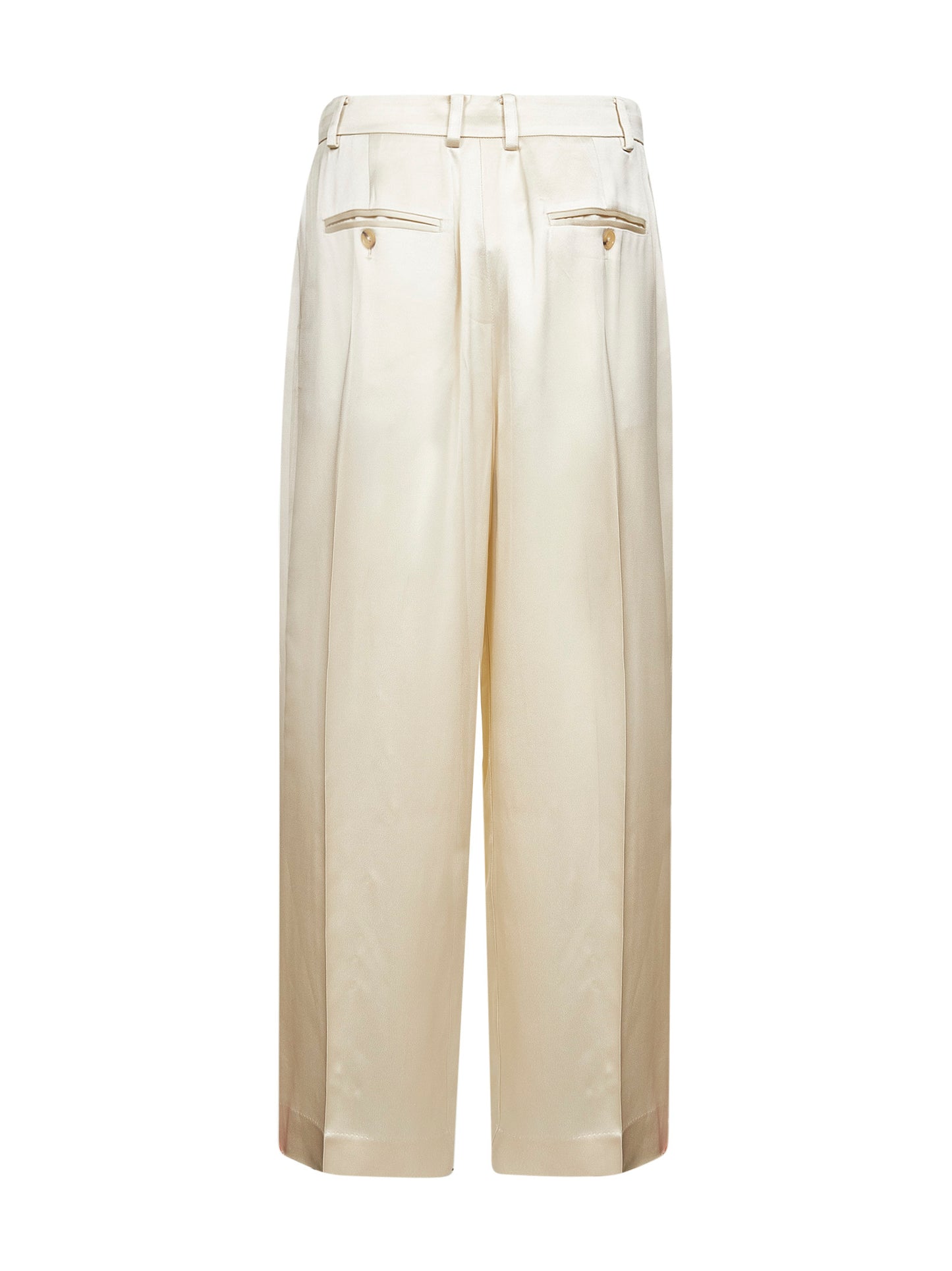 Ivory viscose satin wide trousers