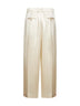 Ivory viscose satin wide trousers
