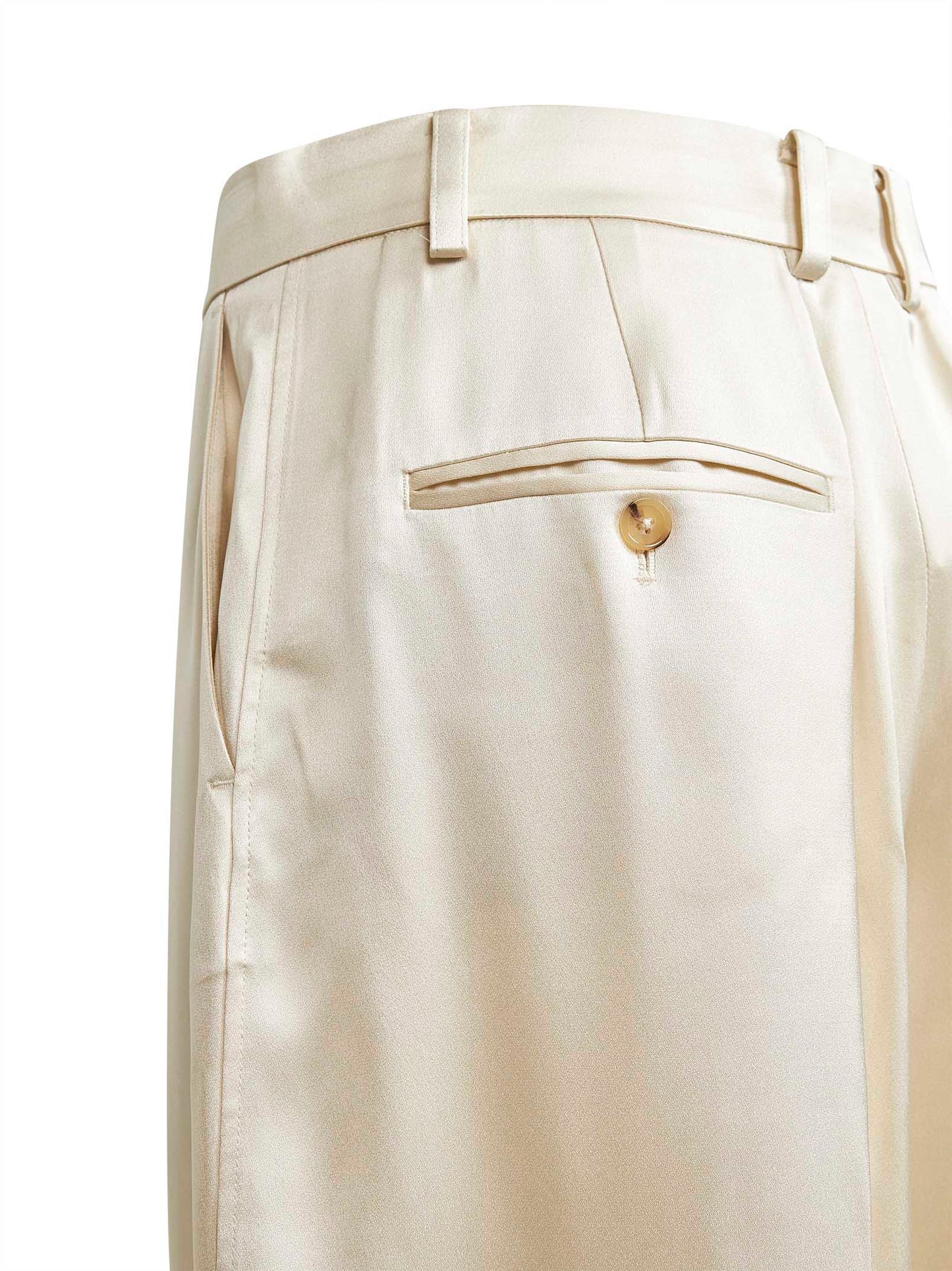 Ivory viscose satin wide trousers