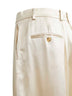 Ivory viscose satin wide trousers