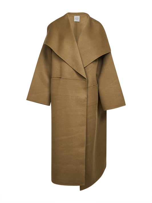 Cappotto Signature in double di lana e cashmere verde