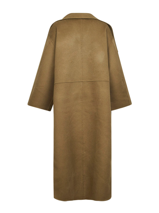 Cappotto Signature in double di lana e cashmere verde