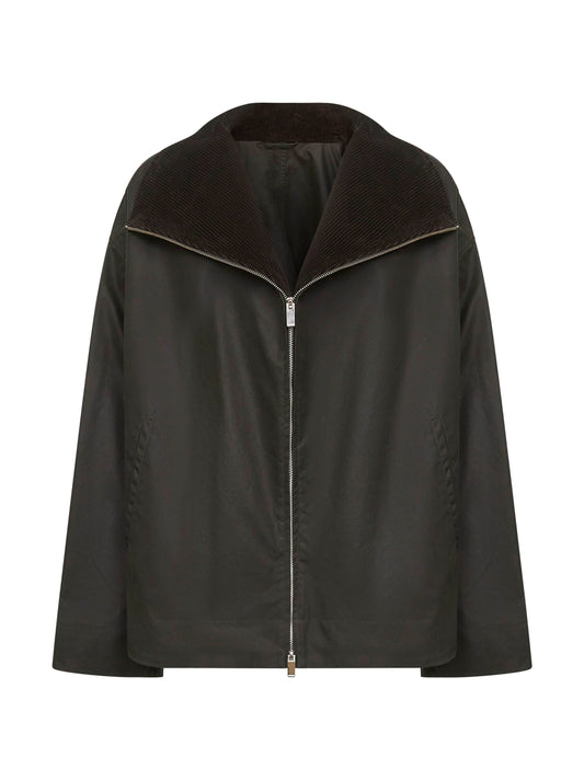 Green waxed cotton country jacket