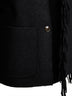 Black bouclé Fringed scarf coat