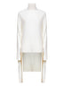 Ivory wool and silk double-sleeve turtleneck sweater