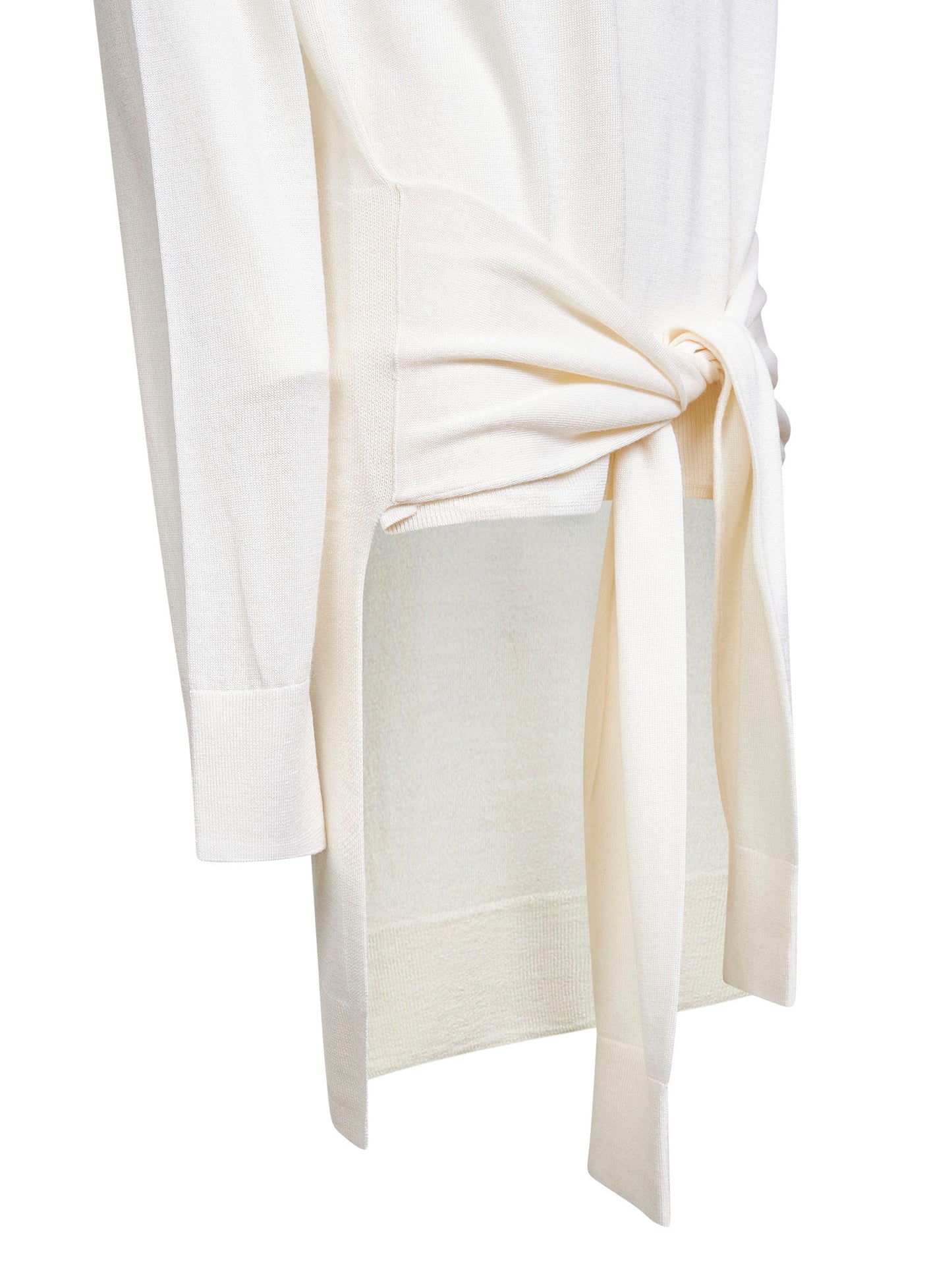 Ivory wool and silk double-sleeve turtleneck sweater
