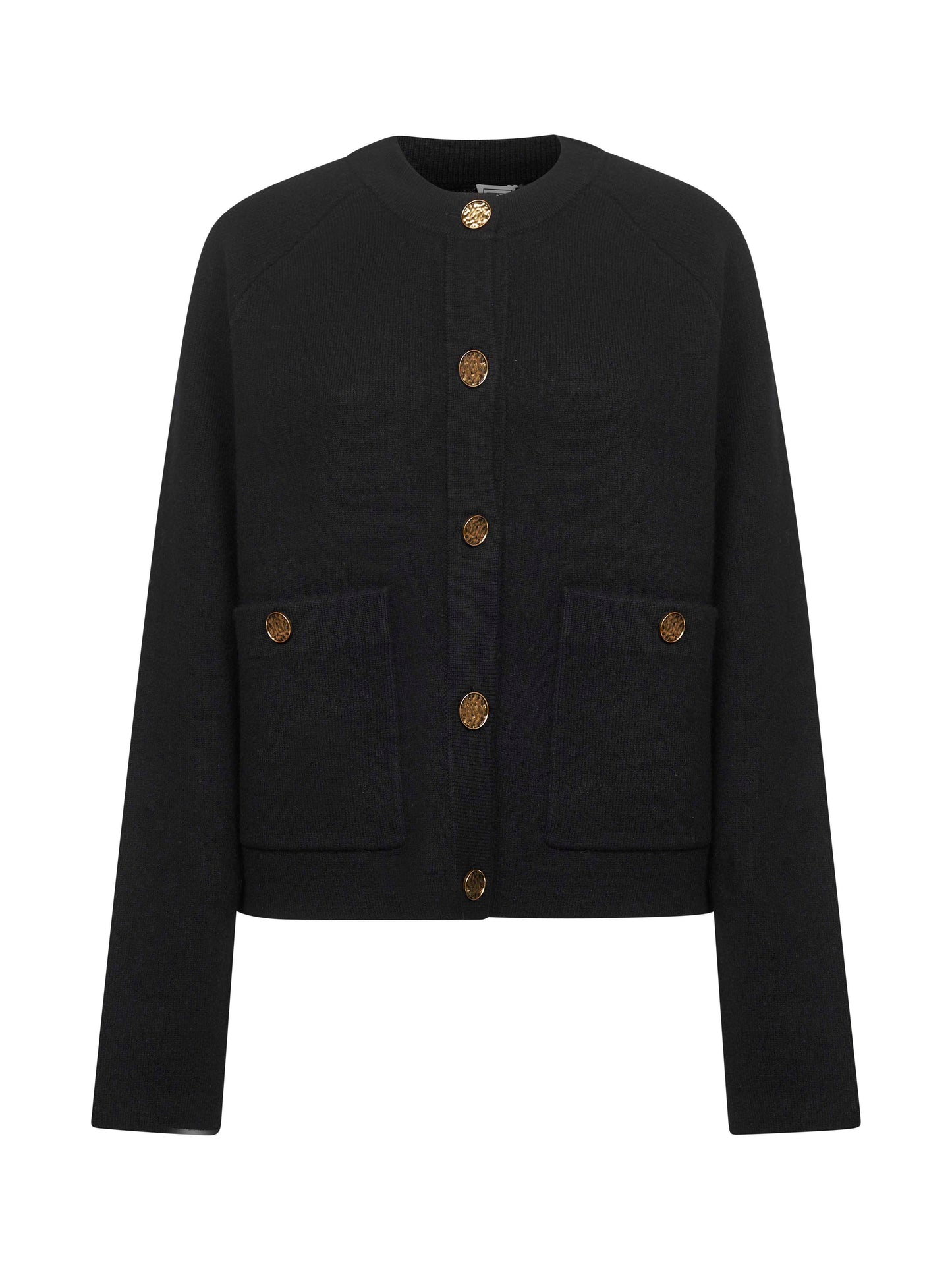 Black cashmere blend knit cardigan