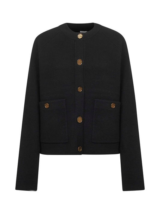 Black cashmere blend knit cardigan