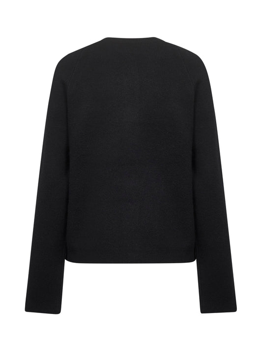 Black cashmere blend knit cardigan