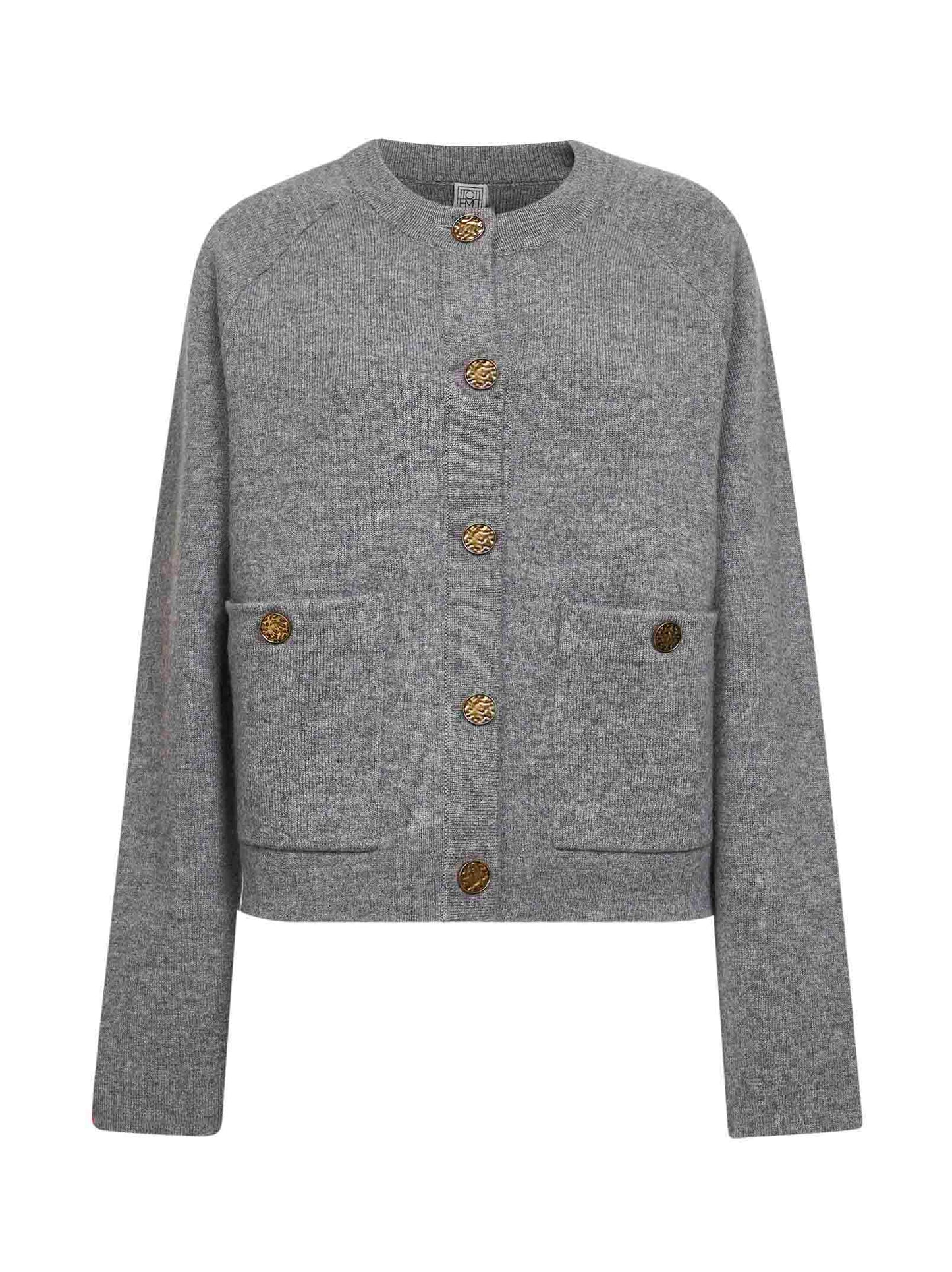Grey cashmere blend knit cardigan