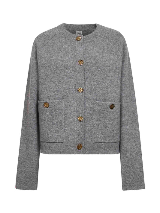 Grey cashmere blend knit cardigan