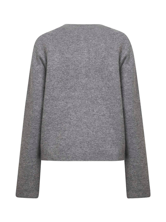 Grey cashmere blend knit cardigan