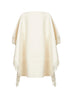 Poncho con frange in bouclé avorio