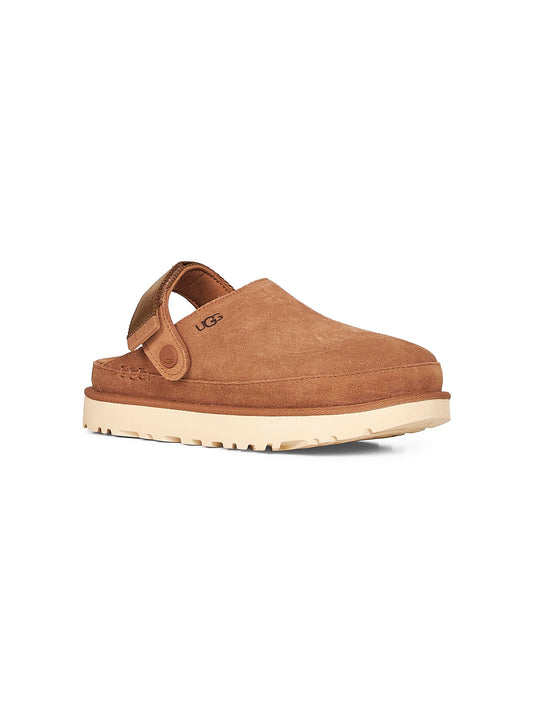 Chestnut Goldenstar suede mules