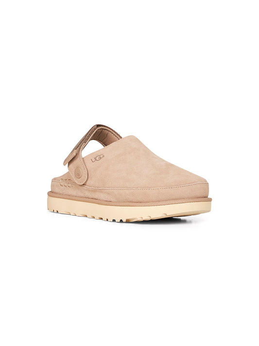 Sand Goldenstar suede mules