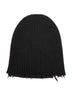 Black ribbed cashmere knit soft beanie