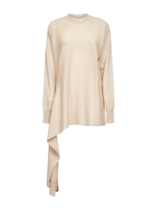 Beige cashmere knit asymmetric sweater