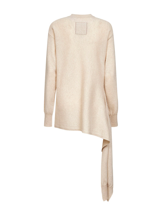 Beige cashmere knit asymmetric sweater