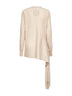 Beige cashmere knit asymmetric sweater