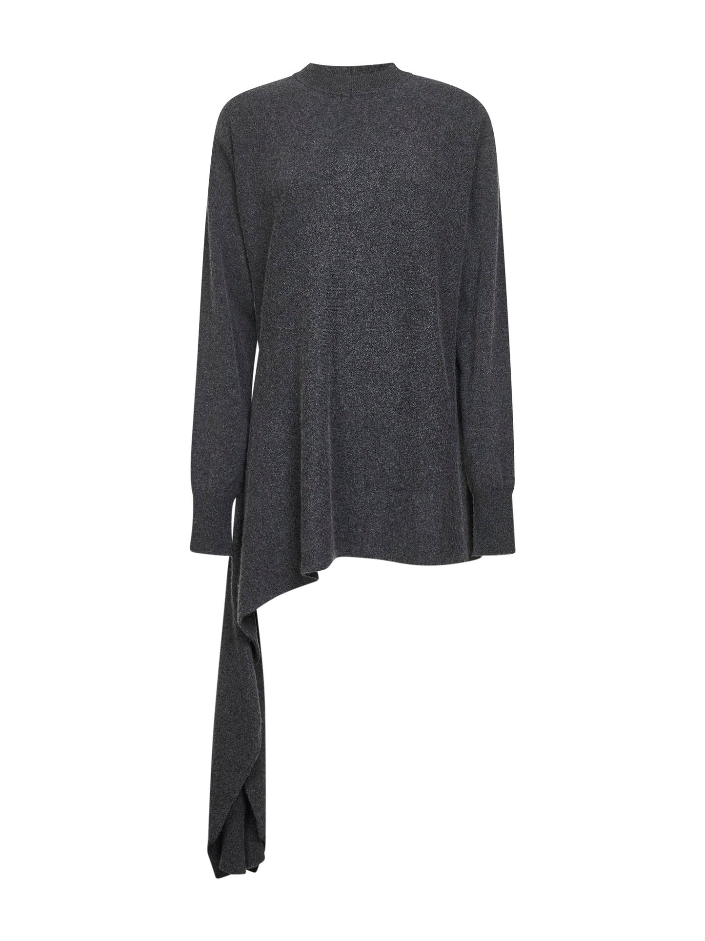 Grey cashmere knit asymmetric sweater