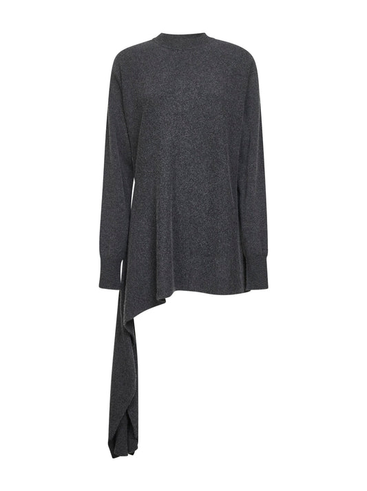 Grey cashmere knit asymmetric sweater