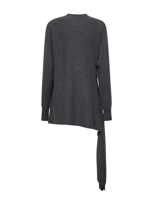Grey cashmere knit asymmetric sweater
