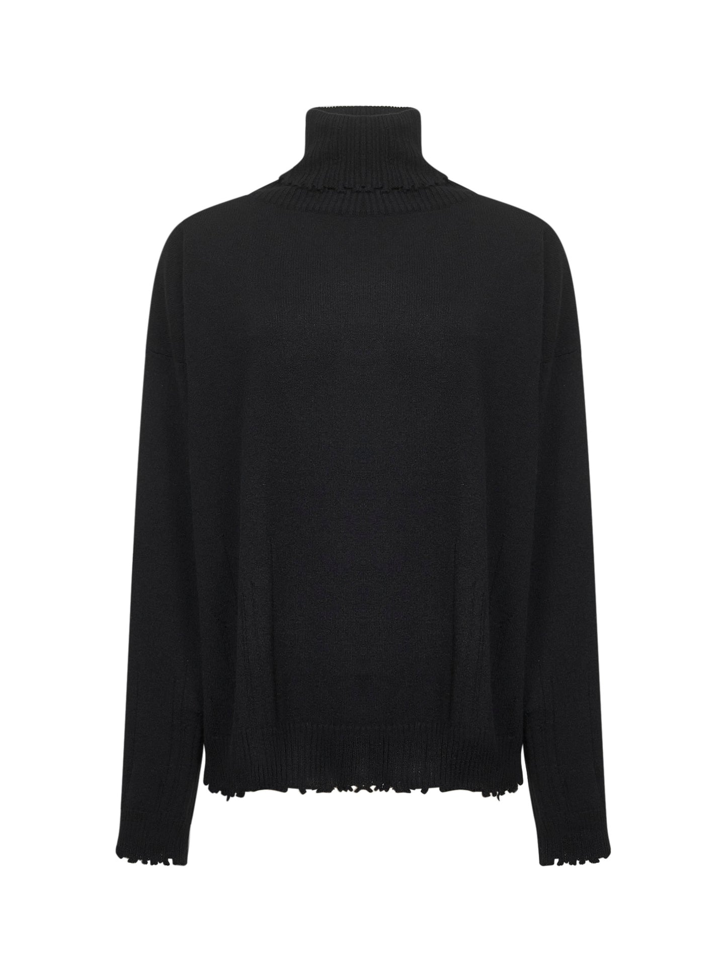 Black cashmere cut-out turtleneck sweater