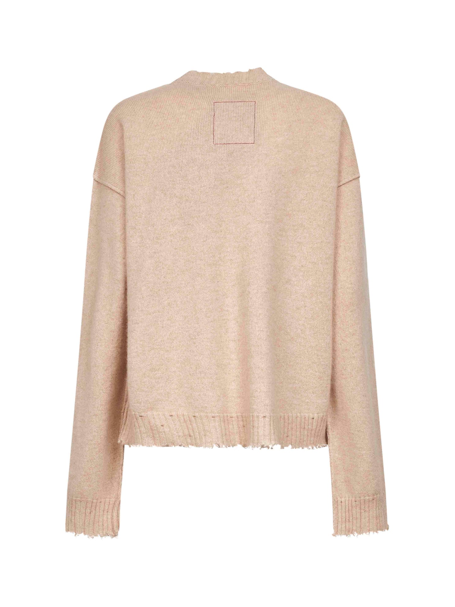 Maglia in cashmere beige con dettagli effetto vissuto
