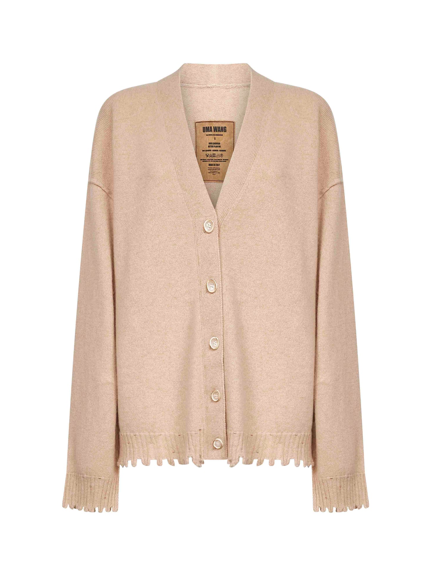 Beige cashmere knit over cardigan