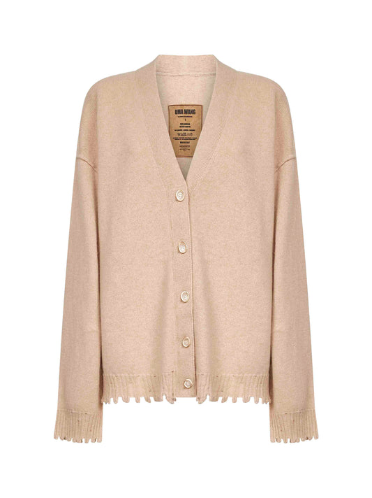 Beige cashmere knit over cardigan