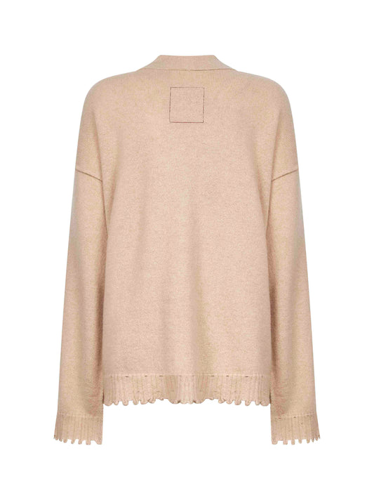 Beige cashmere knit over cardigan