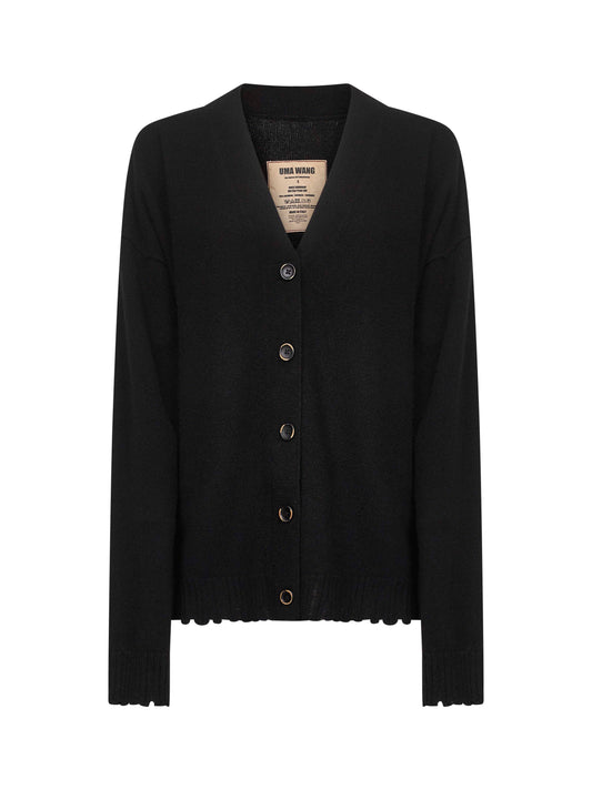 Black cashmere knit over cardigan