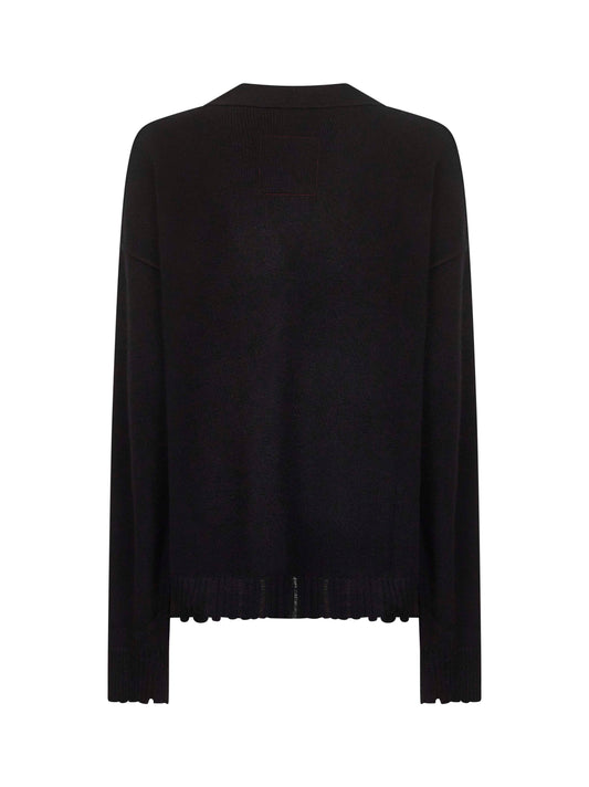 Black cashmere knit over cardigan
