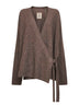 Brown raccoon fur kimono-style cardigan